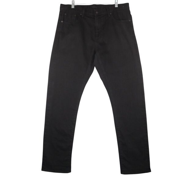 Uniqlo Red Line Selvedge Men's Slim Straight Mid Rise Denim Black Jeans 34Wx31L